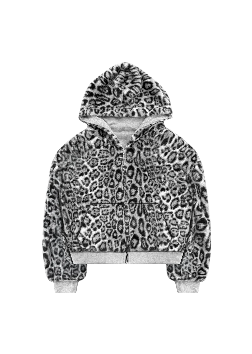 REVERSIBLE SNOW LEOPARD ZIP HOODIE