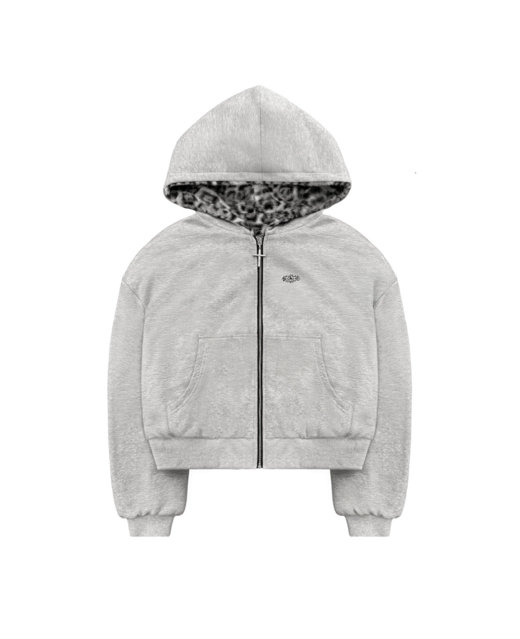 REVERSIBLE SNOW LEOPARD ZIP HOODIE