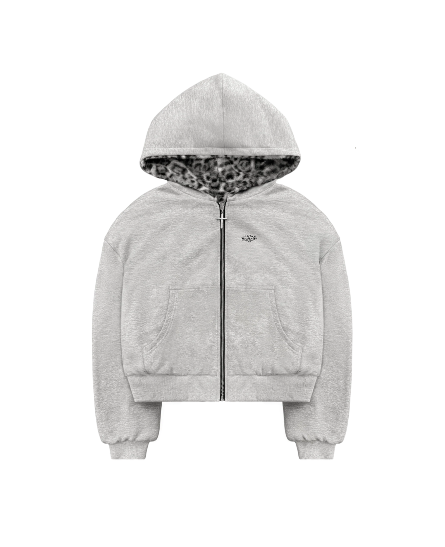 REVERSIBLE SNOW LEOPARD ZIP HOODIE
